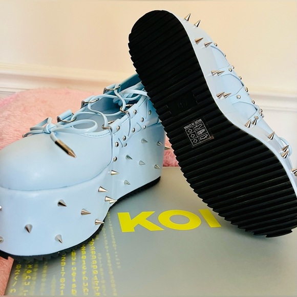 NIB Size 7 Dolls Kill KOI Footwear Zorina Lace Up Platform Ballet Shoes in Blue - Picture 10 of 13